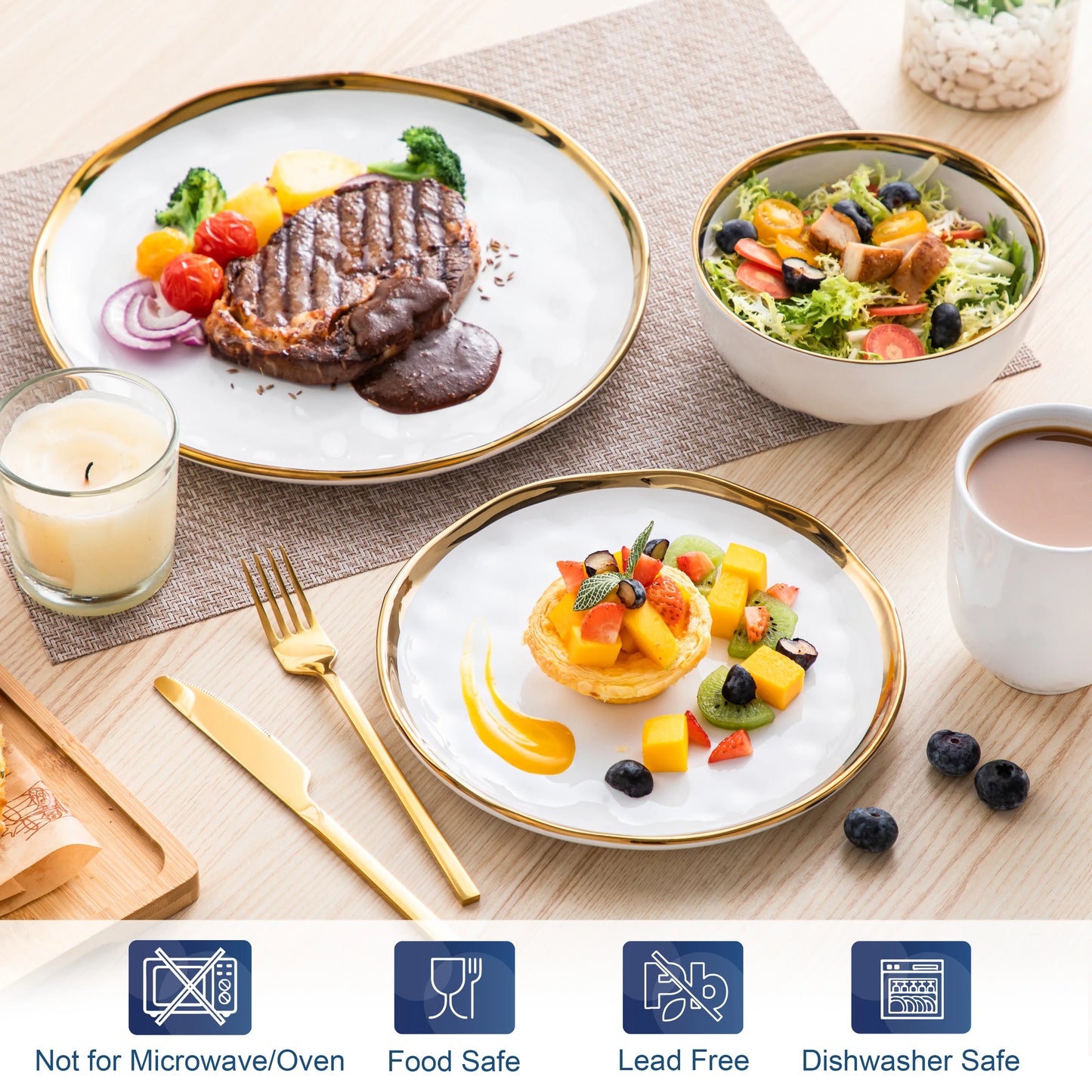 MALACASA Stoneware Dinnerware Set For Everyday Dining Service