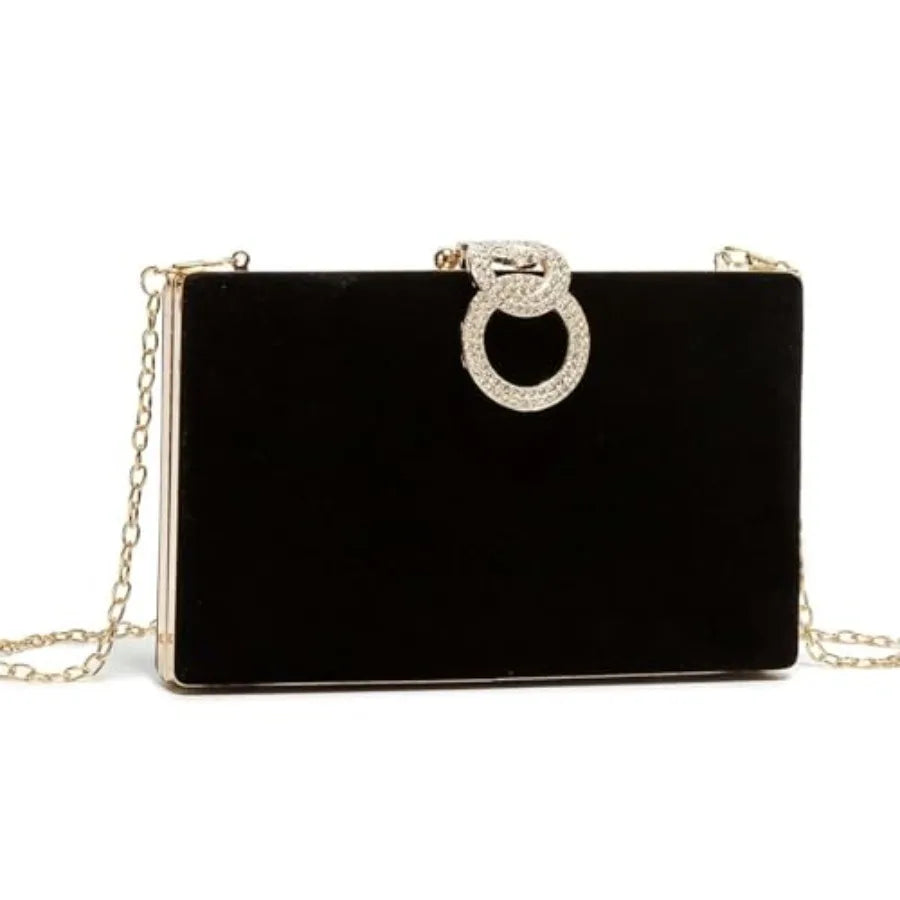 Elegant Vinyl Evening Clutch Purse With Removable Chain Strap