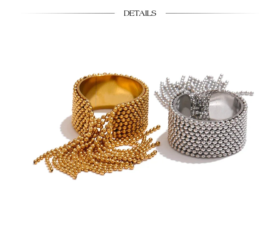 Yhpup Declaration Series Stainless Steel Chain Tassel Ring