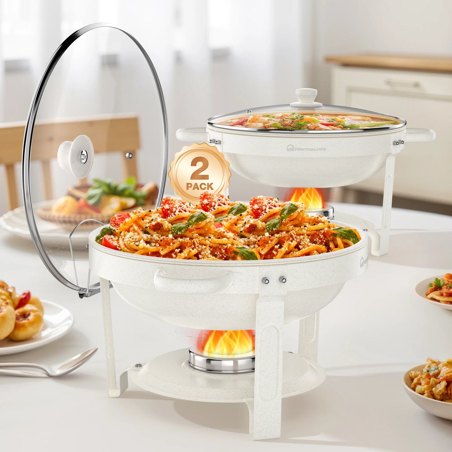 GEMITTO Glass Lid Chafing Dishes Buffet Set For Parties