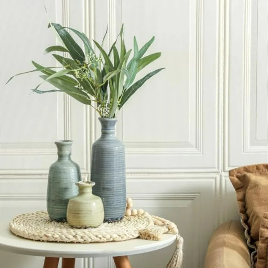 Ceramic Vase Set Of 3 Rustic Neutral Farmhouse Decor