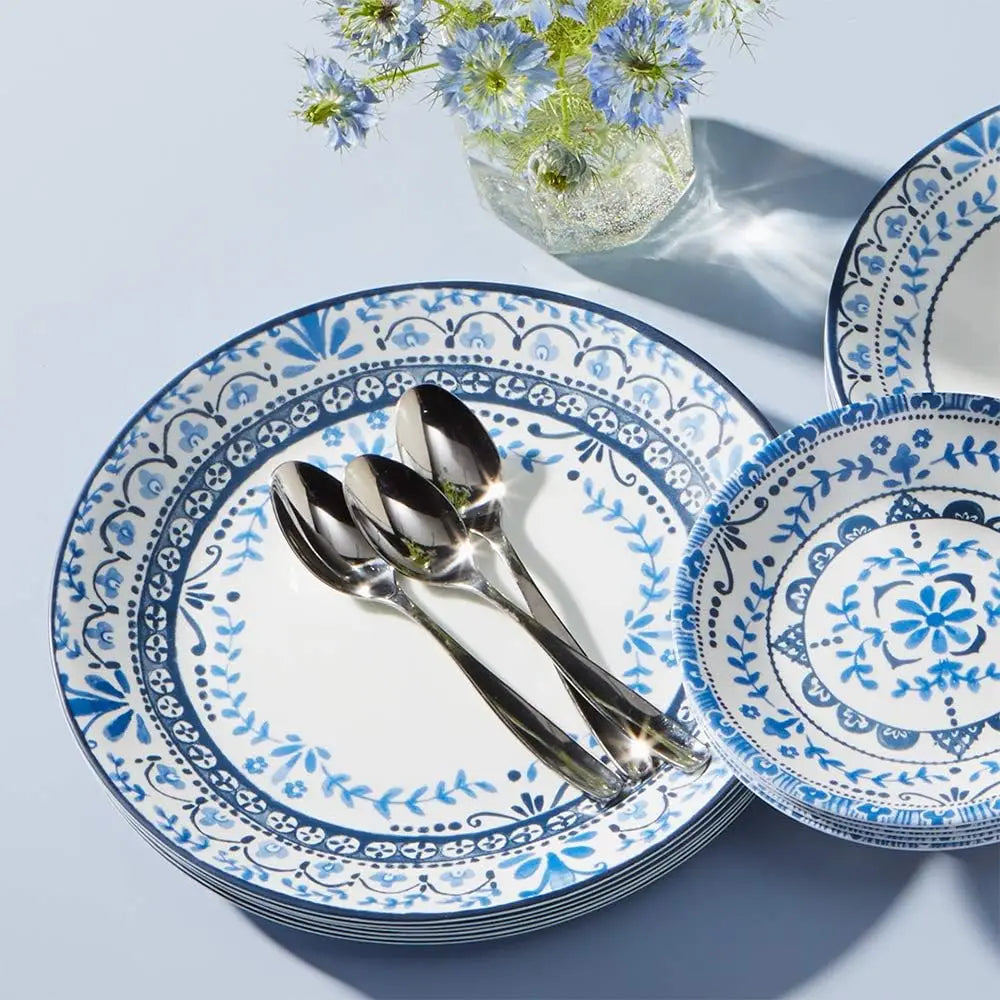 Dinnerware Set For Six, Lightweight Triple Layer Glass Chip Resistant