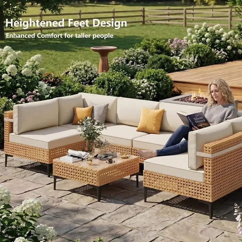 Outdoor Wicker Patio Furniture Set With Cushions Sectional Sofa